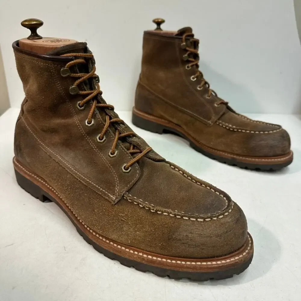 VGUC Frye Dakota Mid Lace Brown Suede Moc Toe Work Boots Soft Toe Men's 13 D